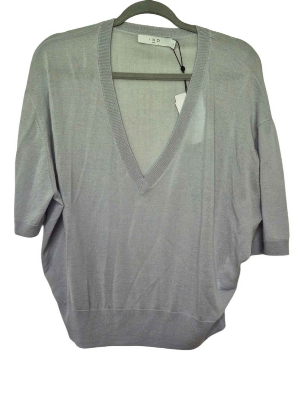IRO Size XL Light Grey Short Sleeve Sweater Very Soft #590